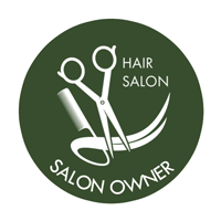 Emily's Pure icon for a hair salon with scissors and text on a green background